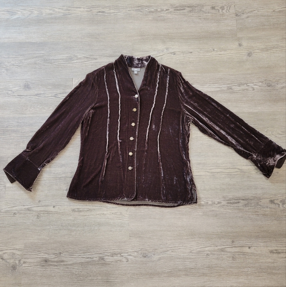 J. Jill Velvet Button Up Blouse Size Medium